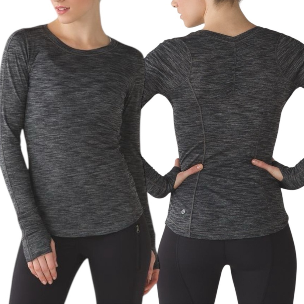 Lululemon 5 Mile Long Sleeve Heathered Black Size 4